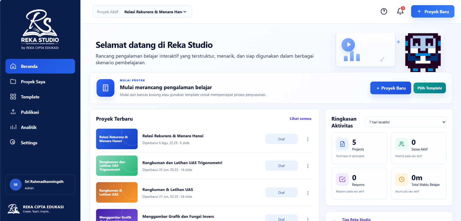 Tampilan Reka Studio